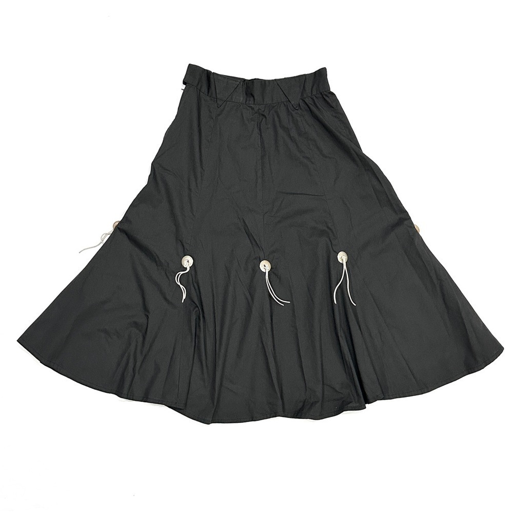 Vintage Western Black Skirt w/ Fringed Grommets - Rough Rider Style